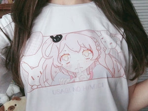 Japanese Hime Bunny Milk Silk T Shirts Harajuku