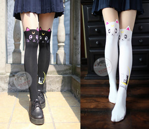 Sailor Moon Luna Cat Pattern Tights Socks Stockings - Kawainess