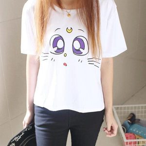 Kawaii Sailor Moon LUNA Cat T-Shirt - Kawainess
