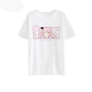 Japanese Hime Bunny Milk Silk T Shirts Harajuku 